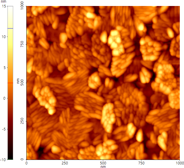 AFM-Abbildung der Oberflächentopographie einer ITO-Schicht
