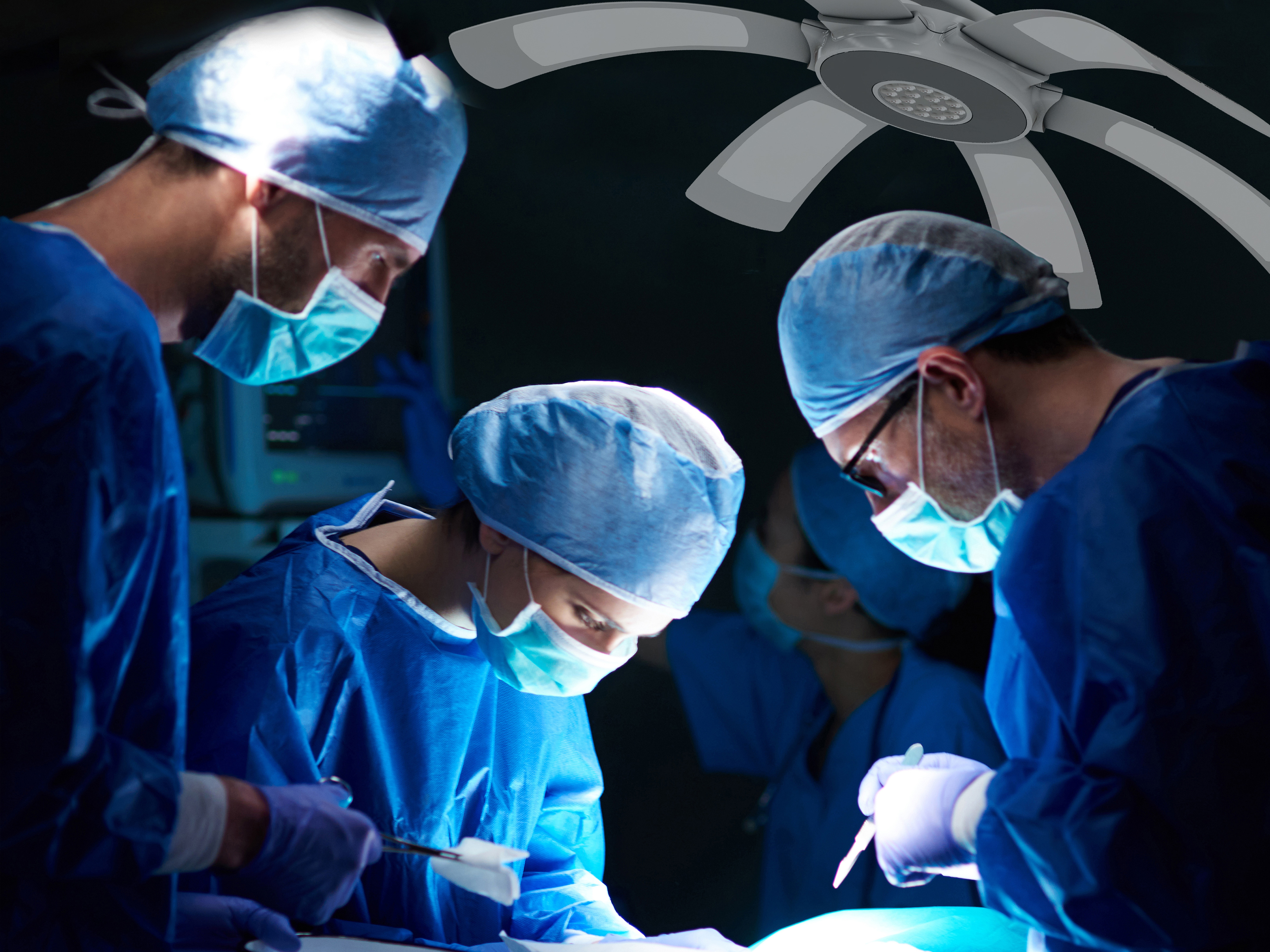 Prototype of surgical light with OLED on ultra-thin glass and LED